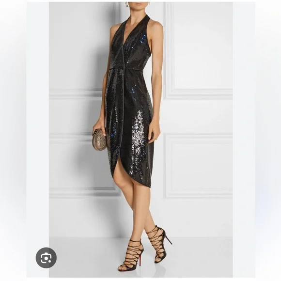 Halston Heritage Dresses | Halston Heritage Sequined Wrap Dress | Color: Black/Blue | Size: Xs | Niavador's Closet Halston Heritage Dresses | Halston Heritage Sequined Wrap Dress | Color: Black/Blue | Size: Xs | Niavador's Closet